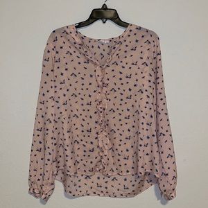 Gap Pink Long Sleeve Blouse (size XL)